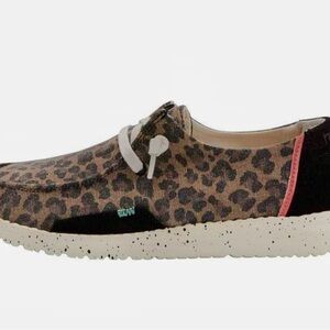 Hey Dude Leopard Print Shoes with Speckled Sole